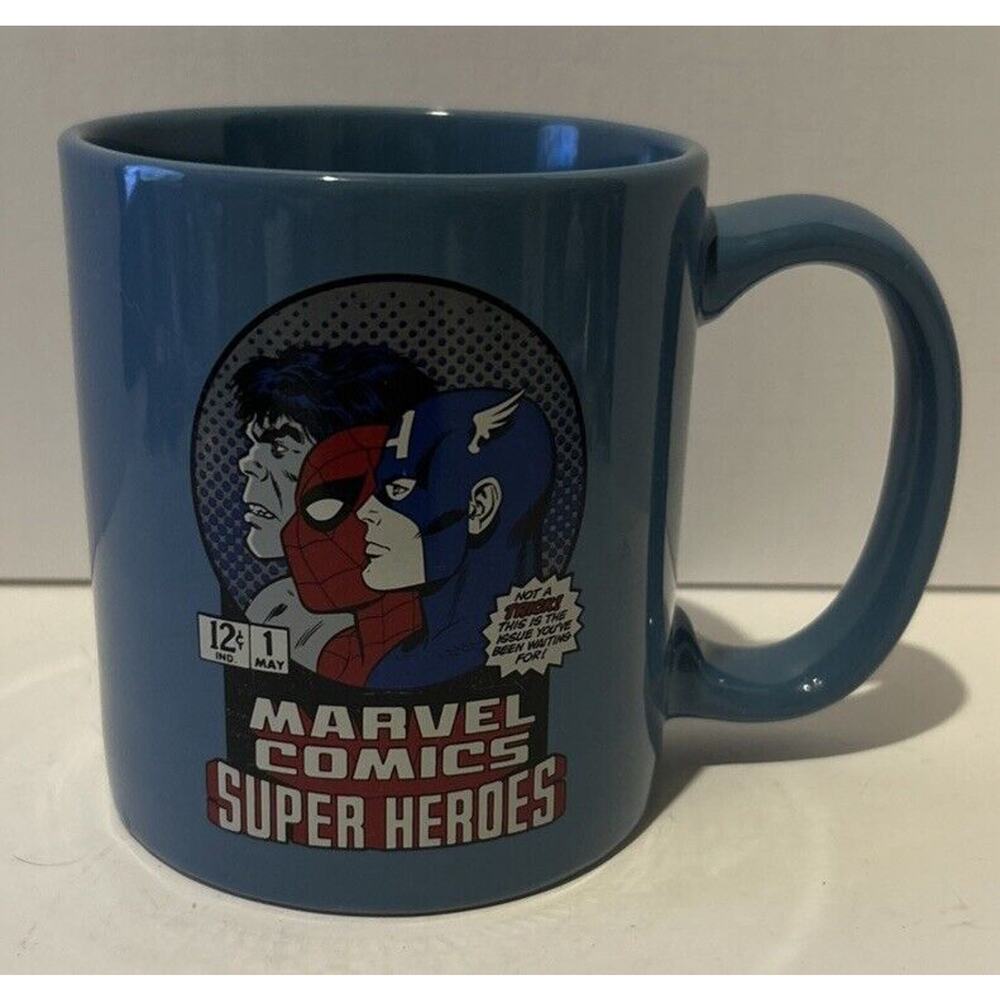 Marvel Comics Super Heroes 16 oz. Coffee Mug Blue 2-Sided Print‎ Spiderman